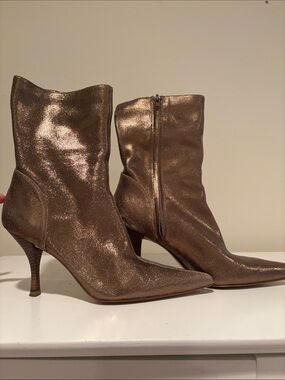 Steve Madden Metallic Bronze Pointed Ankle Booties